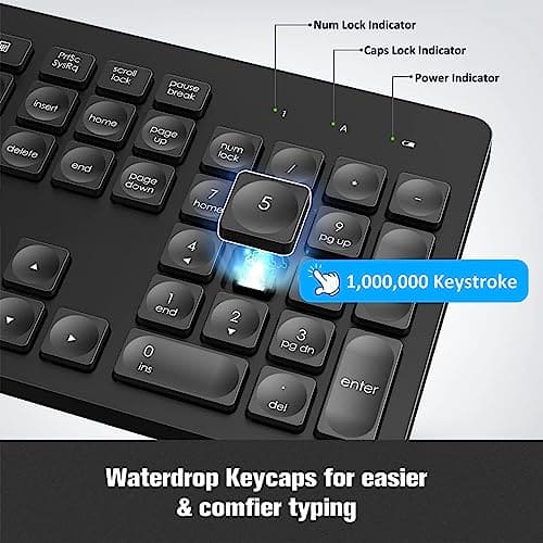 m MU Tastiera e Mouse Wireless, Tecnologia SilentTouch, Tastierino Numerico, Tasti Scelta Rapida, Tracciamento Ottico Avanzato, Ricevitore USB Nano, Layout Italiano QWERTY