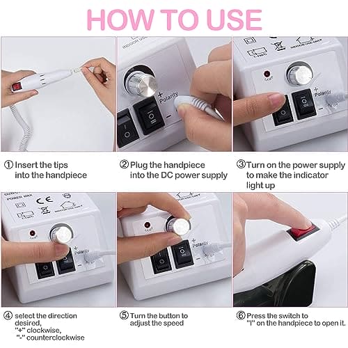 m MU, Fresa Per Unghie Professionale, Lima Elettrica Per Unghie, 6 In 1 Punte Fresa Unghie, Fresa Per Unghie Semipermanente, Pedicure E Manicure, Set Cura Delle Mani E Piedi Per Smalti Con Gel.