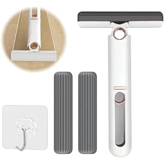 m Mu Mini mocio portatile Pulizia Mini Mop Wringer Mini Mop Set per scrivania finestra auto bagno cucina (1 maniglia di spremitura + 2 testa Mop)