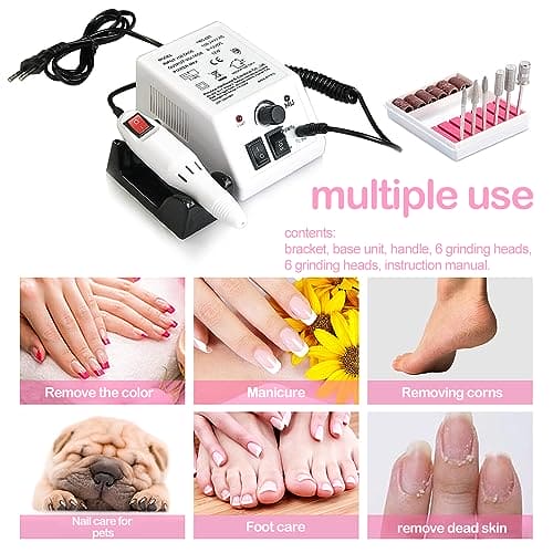 m MU, Fresa Per Unghie Professionale, Lima Elettrica Per Unghie, 6 In 1 Punte Fresa Unghie, Fresa Per Unghie Semipermanente, Pedicure E Manicure, Set Cura Delle Mani E Piedi Per Smalti Con Gel.