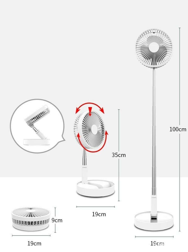 m Mu Tragbarer Ventilator, Reise-Tischventilator, höhenverstellbar, mit Fernbedienung