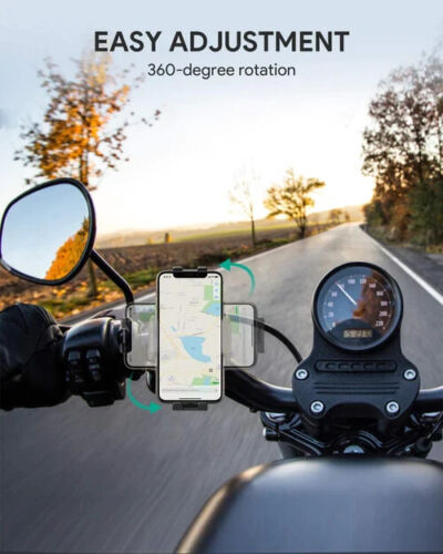 Aukey HD-C51 Mobile Phone Holder Support for Motorcycle Bike Universal Rotation 360 Stability