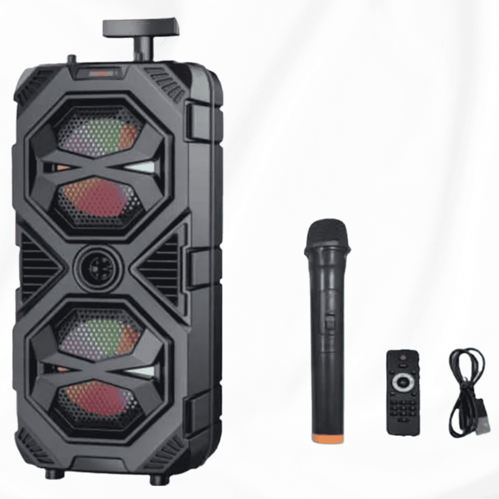 Cassa Altoparlante Bluetooth Ricaricabile Portatile a Trolley con luci RGB e Microfono incluso – Connessione Radio Bluetooth USB TF (modello m Mu ZQS8212)