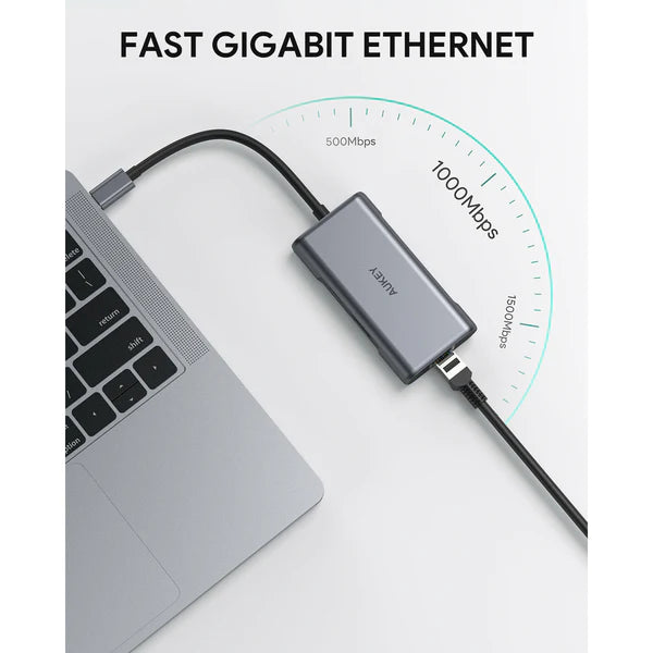 Aukey CB-C75 6 in 1 USB C Multi Hub: Ethernet, HDMI, USB, USB C