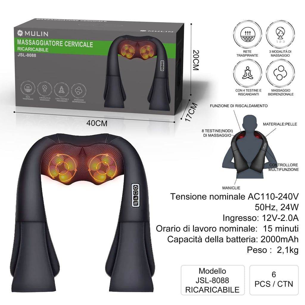 RICARICABILE MASSAGGIATORE CERVICALE RICARICABILE