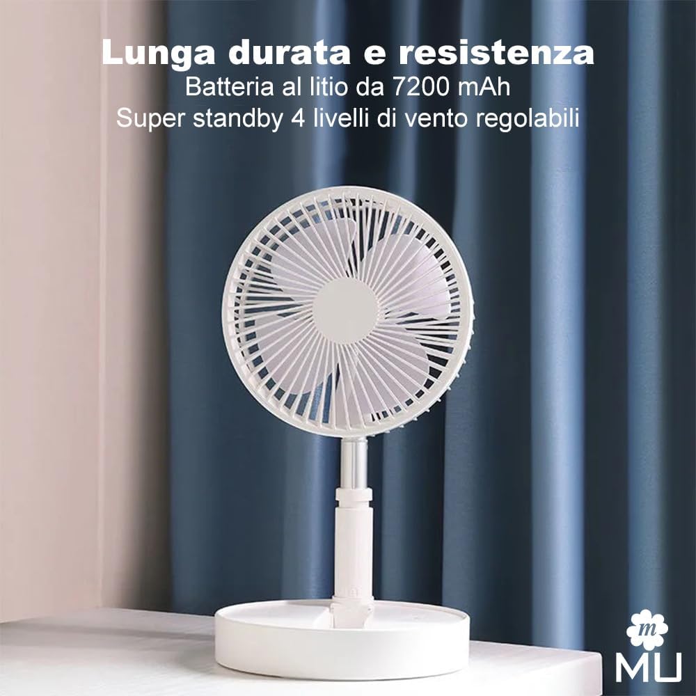 m Mu Tragbarer Ventilator, Reise-Tischventilator, höhenverstellbar, mit Fernbedienung