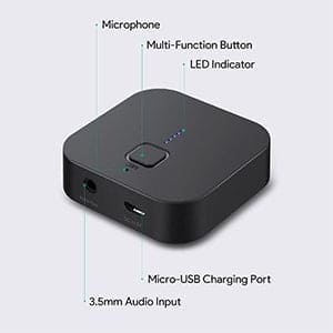 Aukey BR-C1 Bluetooth 5.0 Receiver Portable Wireless Audio Receiver for Car, Stereo, Audio Systems