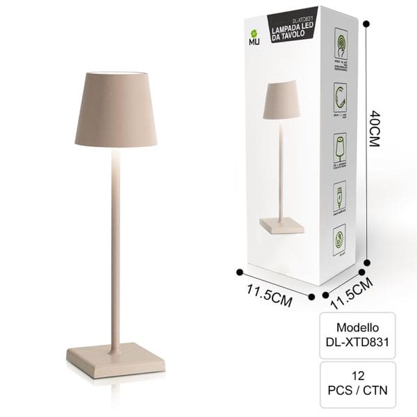 DL-XTD831 LAMPADA DA TAVOLO INFERRO TORTORA