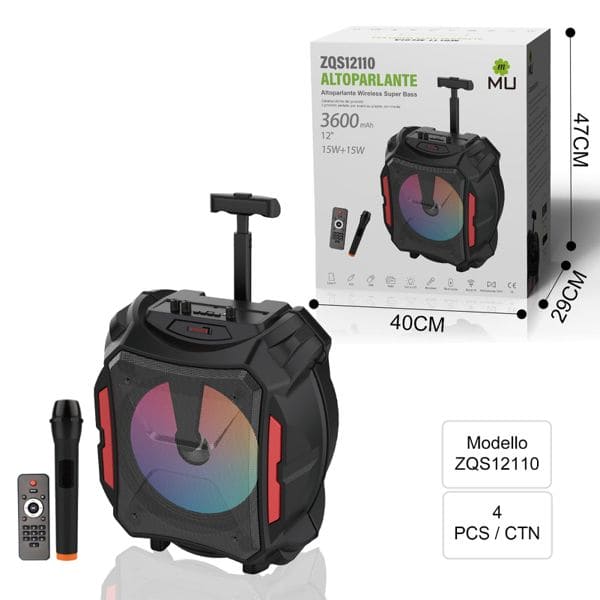MU ZQS12110 ALTOPARLANTE WIRELESS SUPER BASS 3600mah 15W+15W