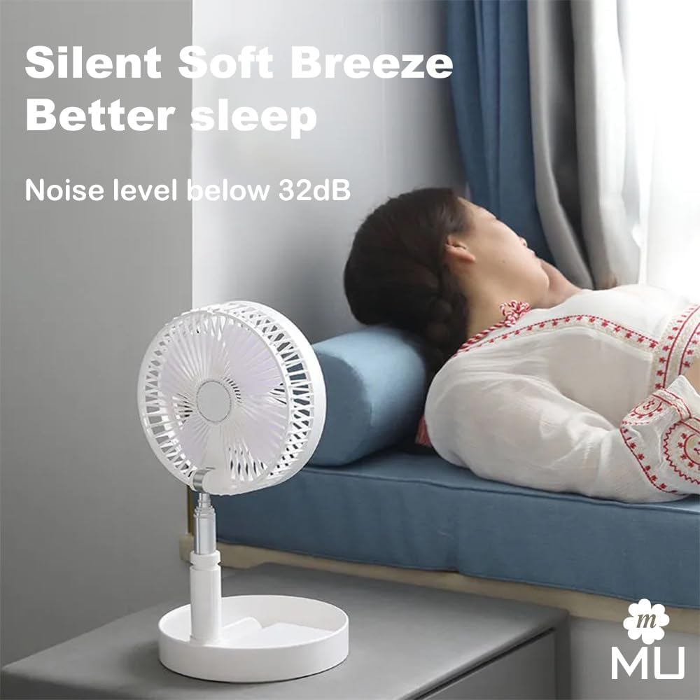 m Mu Tragbarer Ventilator, Reise-Tischventilator, höhenverstellbar, mit Fernbedienung