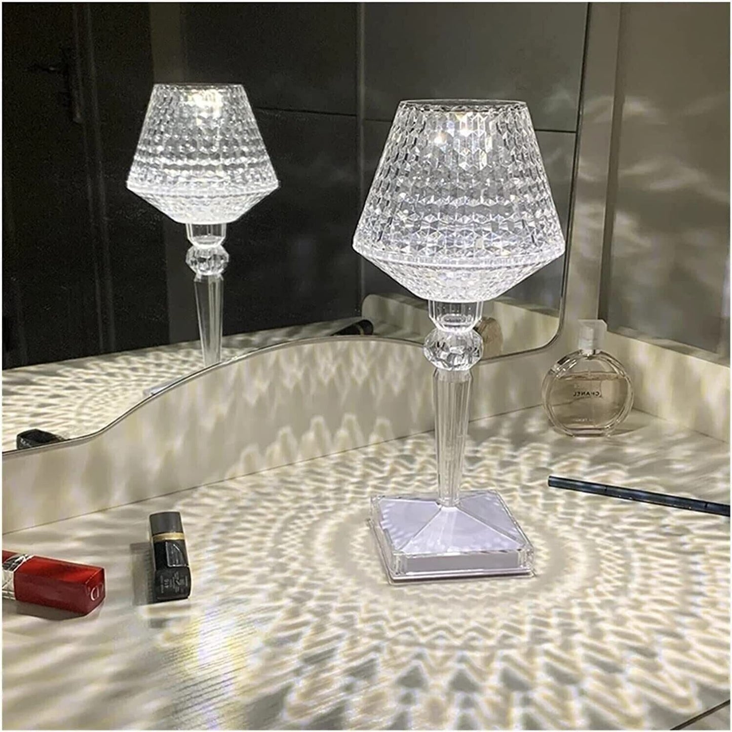 m MU Lampada da Tavolo DL-XTD805 LED Ricaricabile di Cristallo 3 Colori Decorativa.