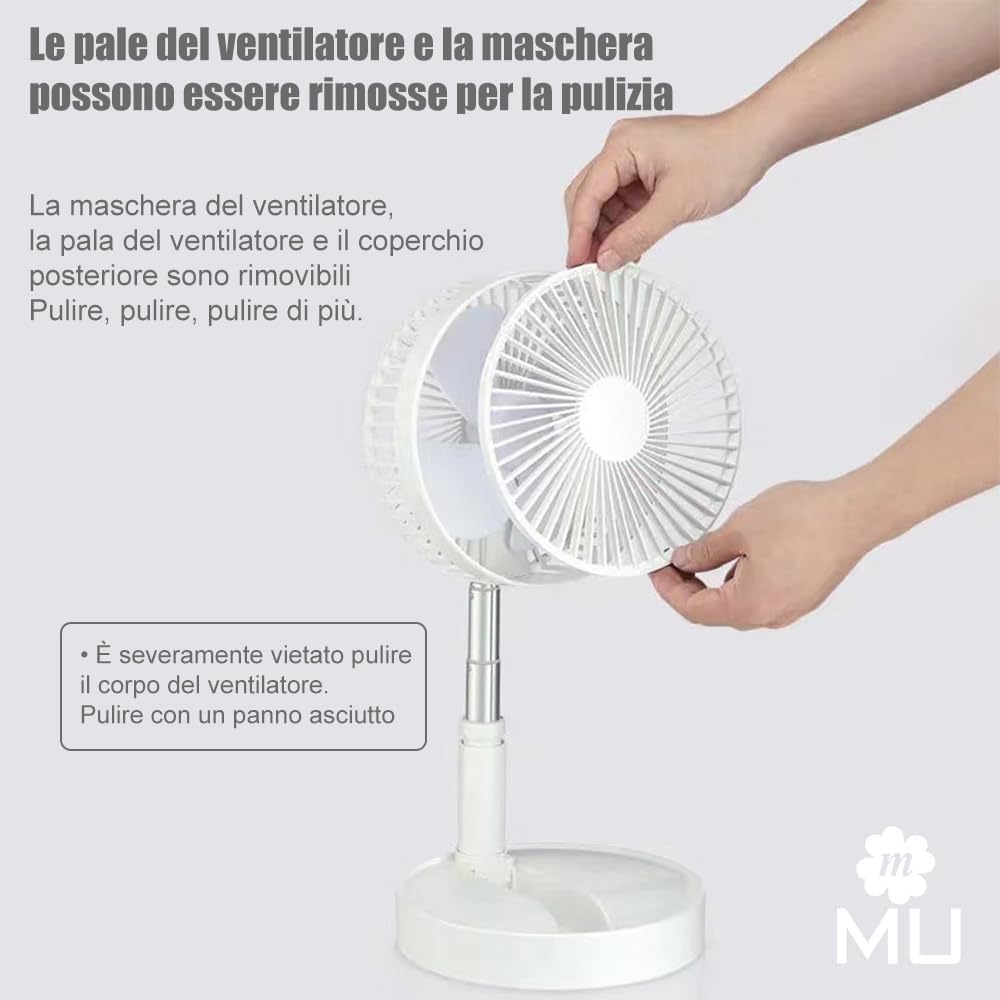 m Mu Tragbarer Ventilator, Reise-Tischventilator, höhenverstellbar, mit Fernbedienung