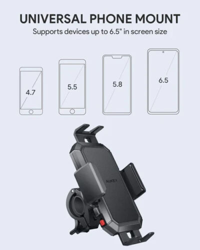 Aukey HD-C51 Mobile Phone Holder Support for Motorcycle Bike Universal Rotation 360 Stability