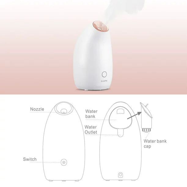 S-Caring Ionic Facial Steamer Gesichtsreinigung Mitesser Unreinheiten Sauna SPA