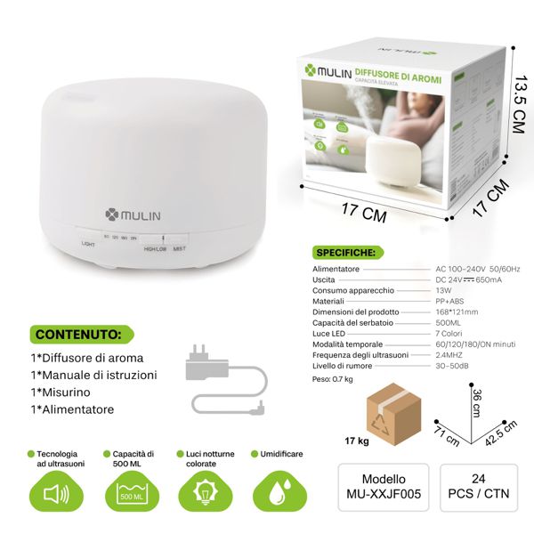 MU-XXJF005 DIFFUSORE DI AROMI 500ML