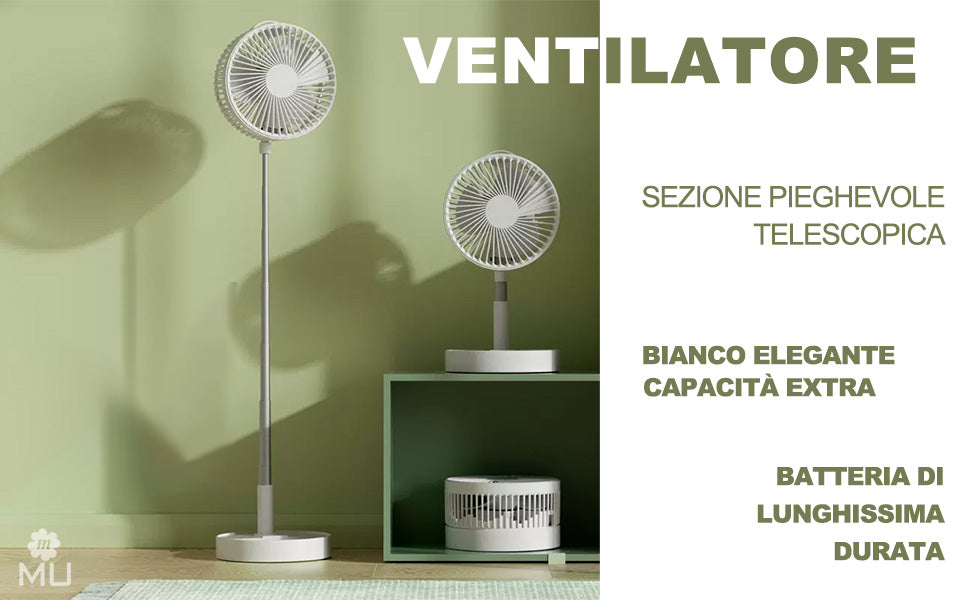 m Mu Tragbarer Ventilator, Reise-Tischventilator, höhenverstellbar, mit Fernbedienung