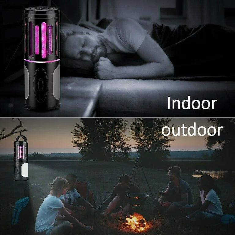 Tragbares wiederaufladbares elektrisches Moskitonetz, 2-in-1-Moskitonetz + Taschenlampe mit Haken, geeignet für Camping