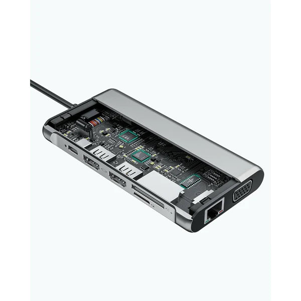 Aukey CB-C78 12 in 1 USB C Multi Hub: Gigabit Ethernet HDMI VGA USB C SD microSD
