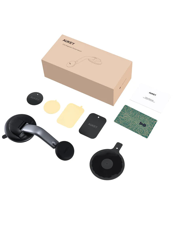 Aukey HD-C49 Supporto Porta Cellulare Magnetico per Auto Rotazione 360 Gradi per Cruscotto e Parabrezza