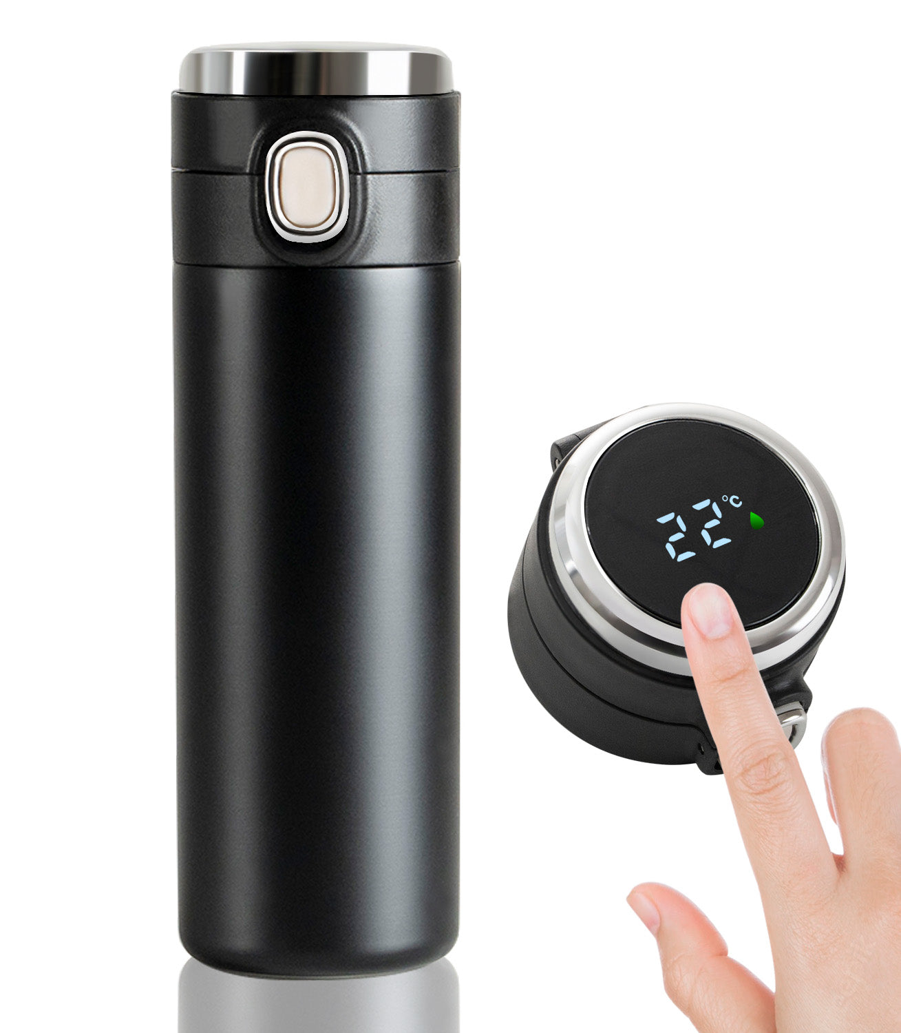 m MU Thermoflasche mit LED-Touchscreen zum Temperieren von 400 ml aus Edelstahl