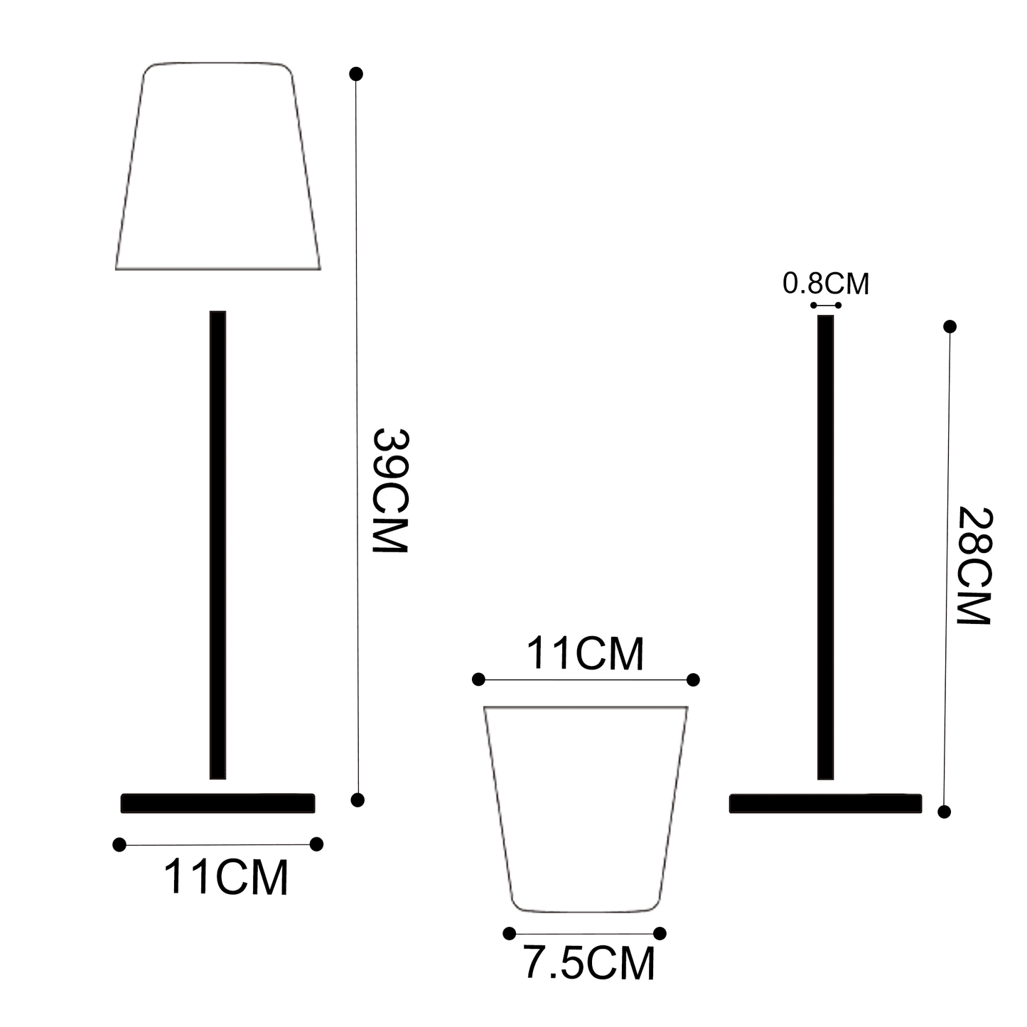 Palmina Lampada 710 NERO Touch Cordless - Lampada LED RGB interno e esterno, ABS+metallo, Ricaricabile USB, Portatile, Testa staccabile, 2600mAh, Lungo Durata, RGB luce fredda e calda