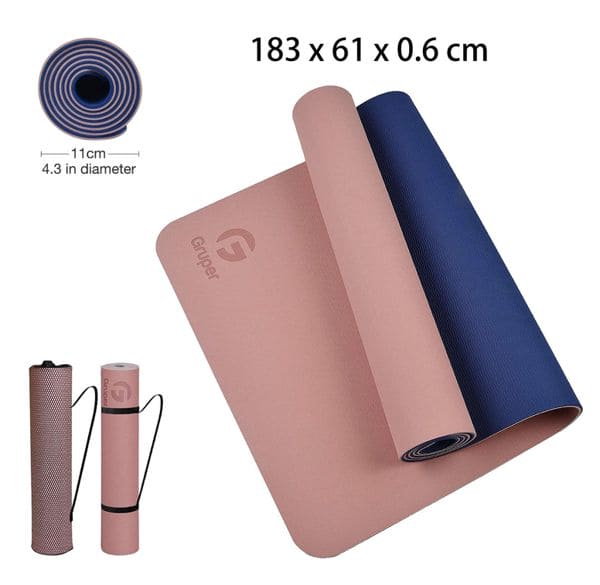 Yoga-Pilates-Gymnastikmatte, 183 x 61 x 0,6 cm, doppelte rutschfeste Oberfläche