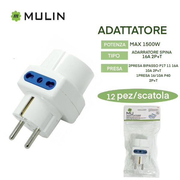 ADATTATORE DI 16A 3 PRESA