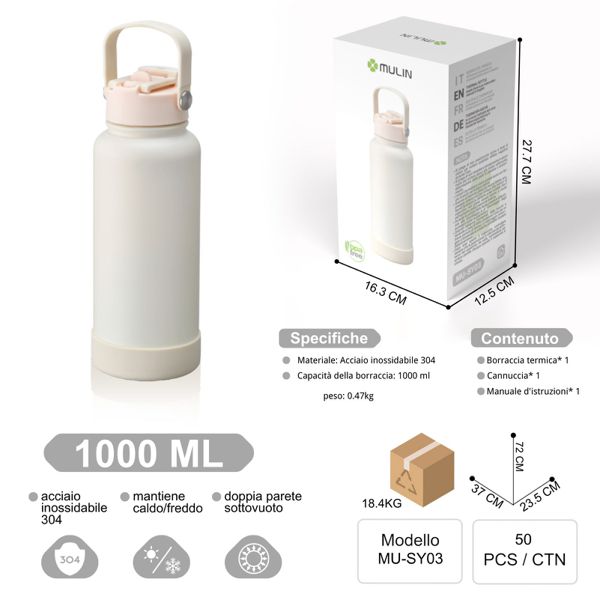 MU-SY03 CACHI 1000ML DOPPIA PARETE SOTTO MANTIENE CALDE/FREDDO