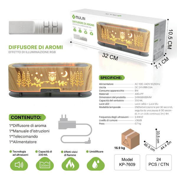 KP-7609 DIFUSORE DI AROMI(EFFETTO DI ILLUMINAZIONE)
