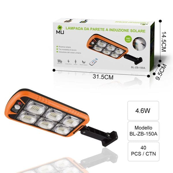BL-ZB-150A LAMPADA DA PARETE AINDUZIONE SOLARE 4.6W
