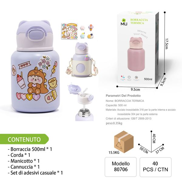 BORRACCIA TERMICA 500ML VIOLA
