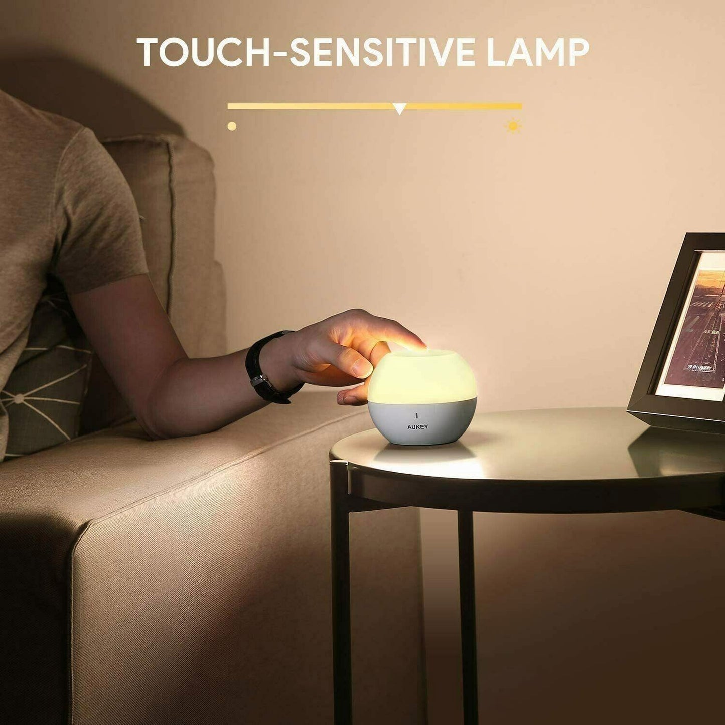 Aukey LT-ST23 2 Mini Lampada da Tavolo da Letto Luce Notturna Touch Control LED RGB IP65