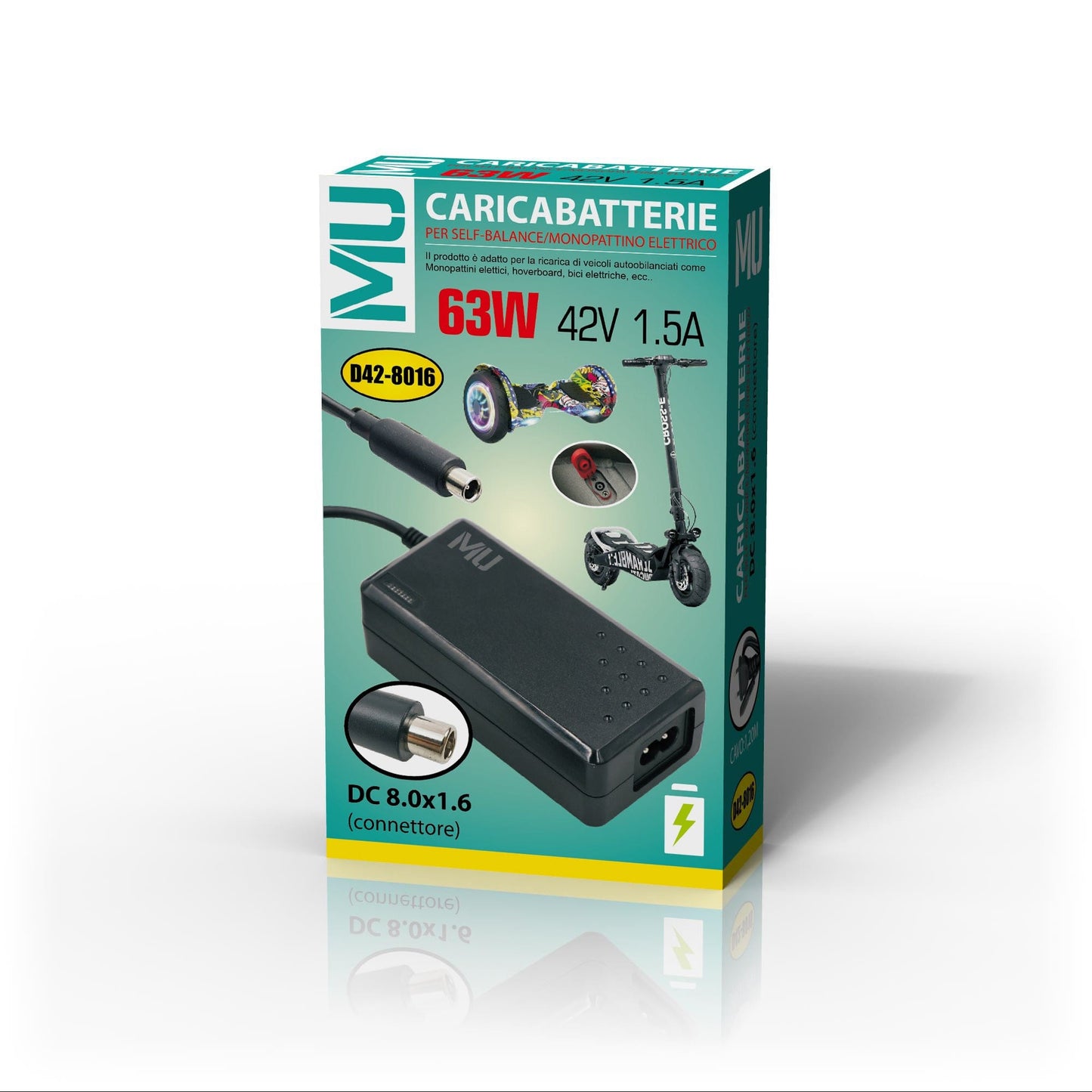 MULIN 42V 1.5A Scooter-Ladegerät geeignet, elektrisches Fahrrad-Ladegerät geeignet, Universal-Netzteil | DC 8,0 * 1,6
