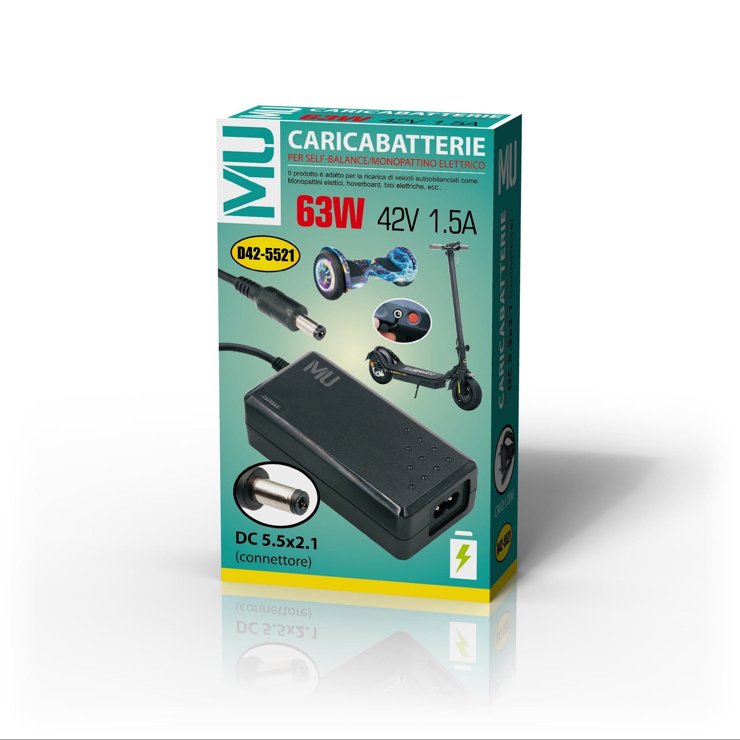 MULIN 42V 1.5A Scooter-Ladegerät geeignet, elektrisches Fahrrad-Ladegerät geeignet, universelles Netzteil | DC 5,5 * 2,1