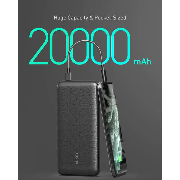 Aukey PB-N93A Power Bank Caricabatterie Portatile 20000mAh 18W Ricarica Rapida Ultra Slim Antiscivolo