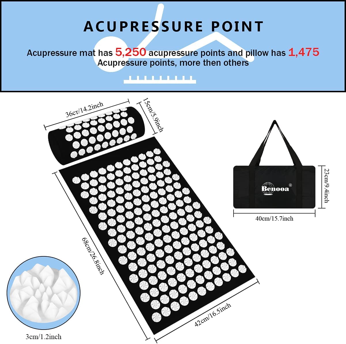Akupressurmatten-Set, Akupunkturmatten, Akupressur- und Massagematte