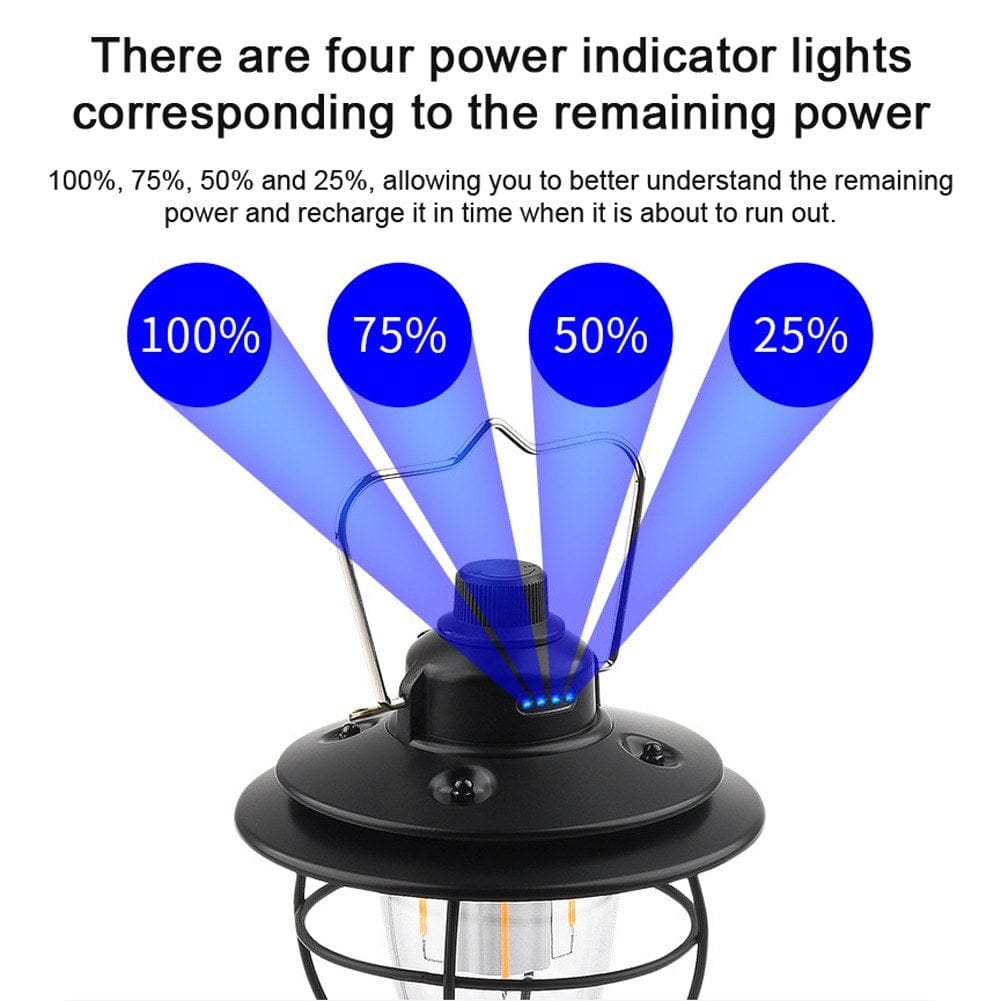 Lampada da Campeggio Ricaricabile Portatile a Luce Retrò 2700-6500K 4W Batteria al litio 18650 2000mAh (XQ-Y01)