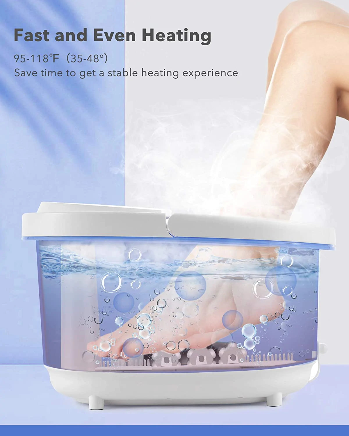 GASKY Fußbad/Massagebad 6 in 1 – Wärme, Blasen, Vibration, 6 motorisierte Shiatsu-Rollen, Frequenzumwandlung, Zeit- und Temperatureinstellungen, Fußbad für den Heimgebrauch.