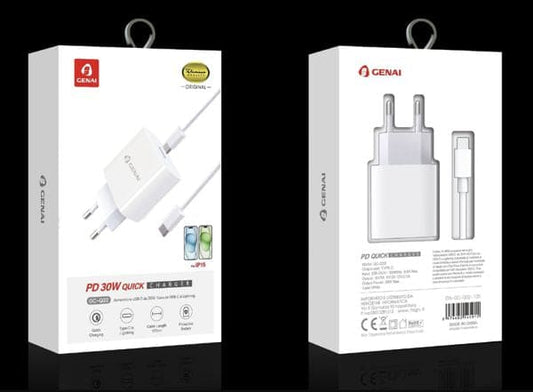 GENAI GN-GC-Q32 30W KIT CARICATORE USB-C+CAVO USB-C A LIGHTNING