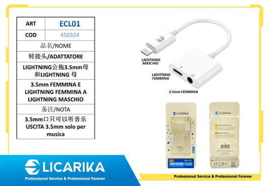 3.5MM FEMMINA E LIGHTNING FEMMINAA LIGHTNING MASCHIO