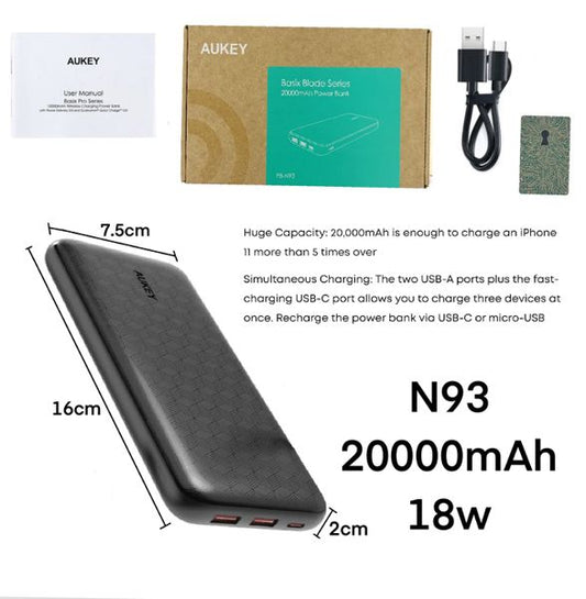 AUKEY PB-N93A 3.6V120000mAH 18WPOWER BANK 18W