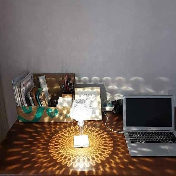 m MU Lampada da Tavolo DL-XTD805 LED Ricaricabile di Cristallo 3 Colori Decorativa.