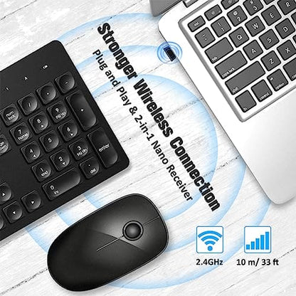 m MU Tastiera e Mouse Wireless, Tecnologia SilentTouch, Tastierino Numerico, Tasti Scelta Rapida, Tracciamento Ottico Avanzato, Ricevitore USB Nano, Layout Italiano QWERTY
