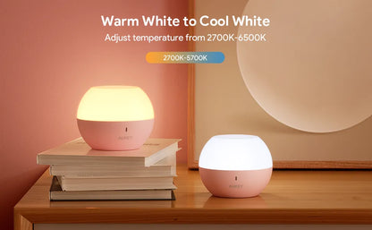 Aukey LT-ST23 2 Mini Lampada da Tavolo da Letto Luce Notturna Touch Control LED RGB IP65