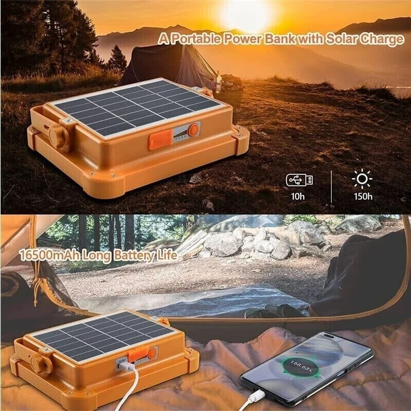 Faretto LED Portatile con Ricarica Solare e Cavo USB 15W 20W 27W 35W Impermeabile Illuminazione a Lunga Durata per Campeggio, Escursioni, Pesca, Cantieri, Black out