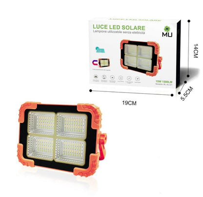Faretto LED Portatile con Ricarica Solare e Cavo USB 15W 20W 27W 35W Impermeabile Illuminazione a Lunga Durata per Campeggio, Escursioni, Pesca, Cantieri, Black out