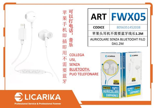 AURICOLARE SENZA BLUETOOTH FILO DA 1.2M
