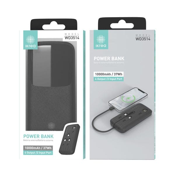 IKREA WD3514 10000mAh POWER BANK CON PANTALLA DIGITALE LED NERO