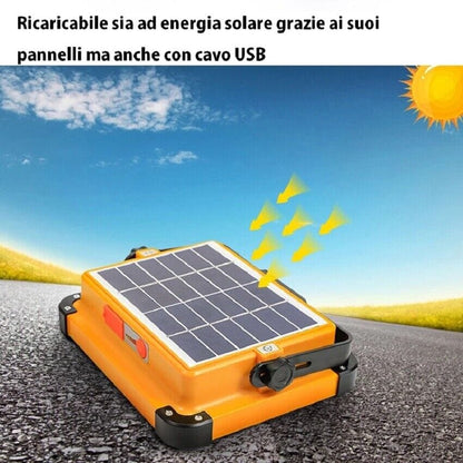 Faretto LED Portatile con Ricarica Solare e Cavo USB 15W 20W 27W 35W Impermeabile Illuminazione a Lunga Durata per Campeggio, Escursioni, Pesca, Cantieri, Black out