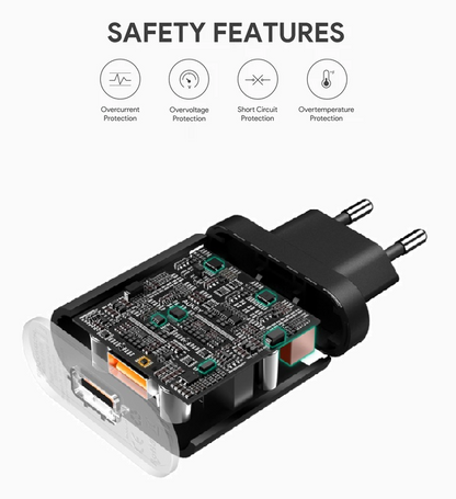 Aukey PA-T9 Fast Wall Charger Plug 3.0 19.5W Free 2*2M Cables 